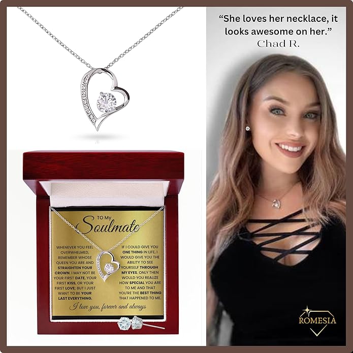 To My Soulmate Necklace For Women, Soul Mate Jewelry for Women, Future Wife Gifts, To My Wife Necklace from Husband, Gifts for Girlfriend, Pendant With Message Card