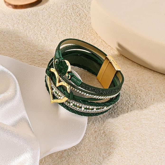 VIBILIA Boho Leather Wrap Bracelets for Women Multi-Layer Bracelets with Strong Clasp Jewelry for Women