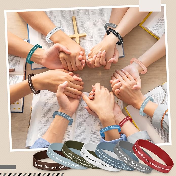 Ecation Bible Verses Bracelets Bulk Scripture Silicone Wristbands Inspirational Motivational Quote Rubber Wristbands Christian Bracelets for Easter Carnival Party Favors