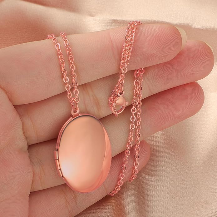 PHOCKSIN Personalized Locket Necklace for Women Photo Necklace with Customized Picture Birth Flower Birthstone New Years Gifts for Women