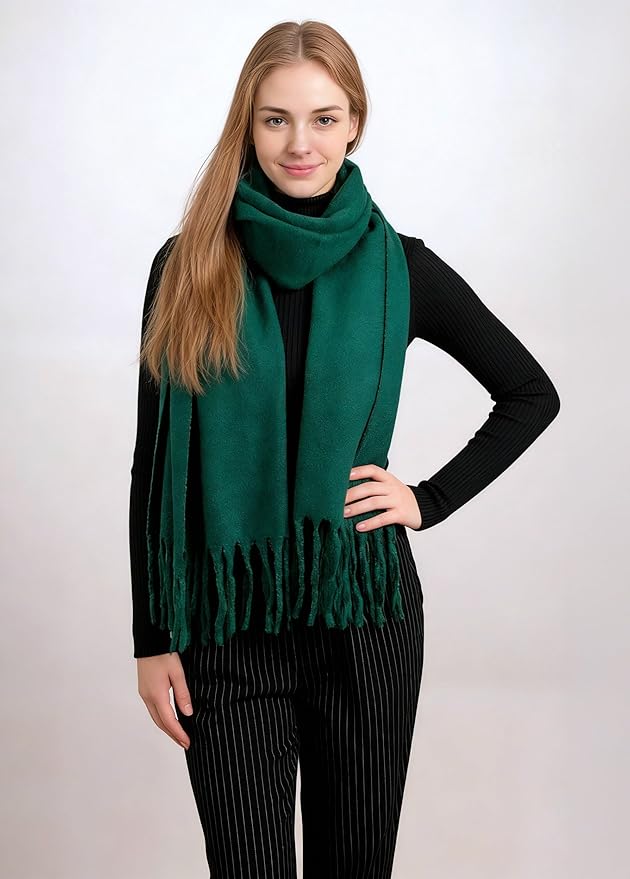 Achillea Warm Cashmere-Feel Winter Scarf – Thick Pashmina Shawl Wrap for Cold Weather