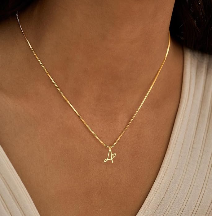 Initial Necklaces for Women Trendy, Dainty Silver Letter Necklace Cute Pendant Choker Name Necklace Personalized Costume Monogram Silver Jewelry Necklace for Women Valentines Gifts