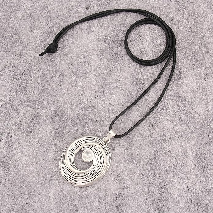 Long Boho Necklaces for Women Vintage Leather Wooden Pendant Y Choker Ethnic Style Gold Circle Hippie Sweater Necklace