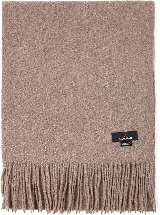 Alashan Cashmere Ultra-Fine Merino Wool and Cashmere Blend Woven Scarf -Luxe fabric-Lightweight- 72" x 12"