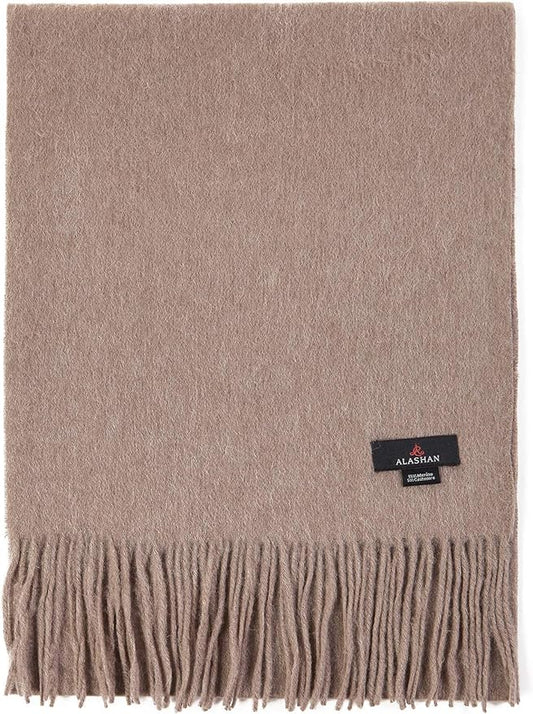 Alashan Cashmere Ultra-Fine Merino Wool and Cashmere Blend Woven Scarf -Luxe fabric-Lightweight- 72" x 12"