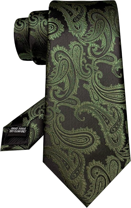 JEMYGINS Mens Paisley Tie and Pocket Square,Lapel Pin,Cufflinks,Tie Clip Sets with Gift Box 5PCS
