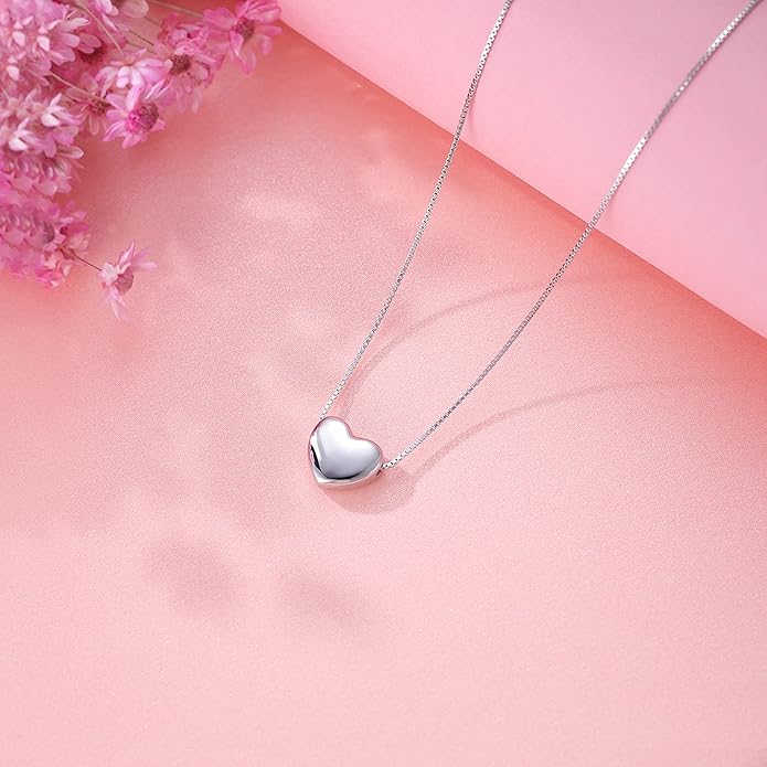 SLUYNZ Genuine 925 Sterling Silver Tiny Love Heart Pendant Necklace for Women Simple Sweet Heart Choker Necklace