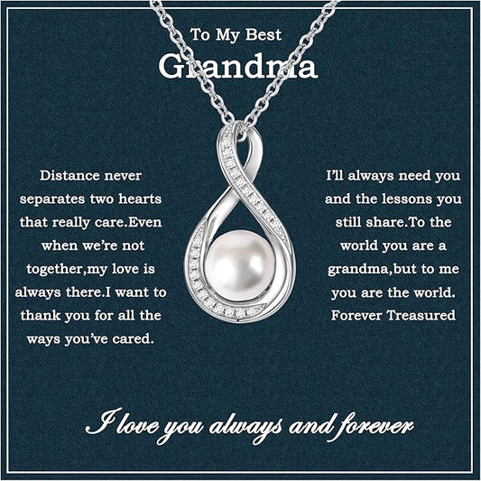 MGOOL Great Grandma Gifts 925 Sterling Silver Pearl Pendant Necklace For Grandma Jewelry Birthday Christmas Mother’s Day Gifts For Nana