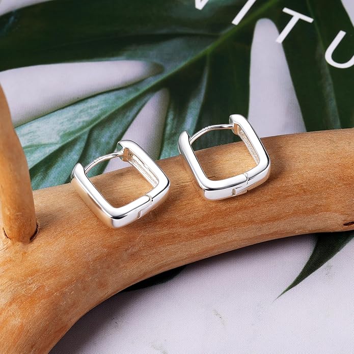 925 Sterling Silver Earrings Small Chunky Silver Earrings for Women Trendy 14K Gold Plated Hypoallergenic Cute Thick Huggie Hoops Earing Jewelry for Women Gifts