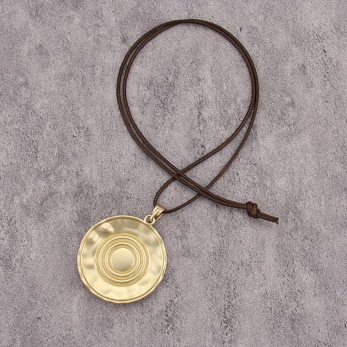 Boho Necklaces for Women Chunky Circle Necklace Layered Boho Circle Leather Choker Necklace Long Vintage Necklaces Bohemian Jewlery Gifts