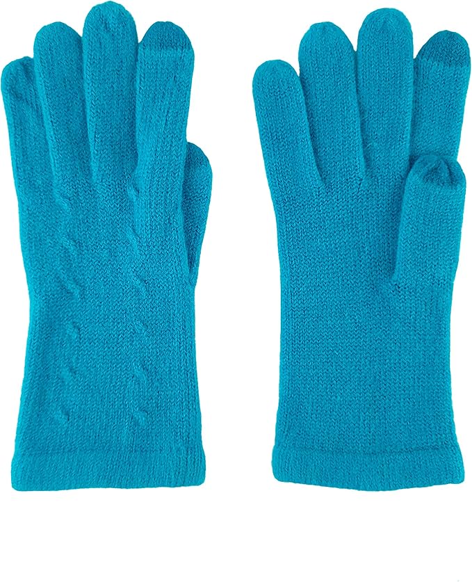BRUCERIVER Women's Ultra Soft Knit Scarf & Glove Set Touchscreen Function Cable Design