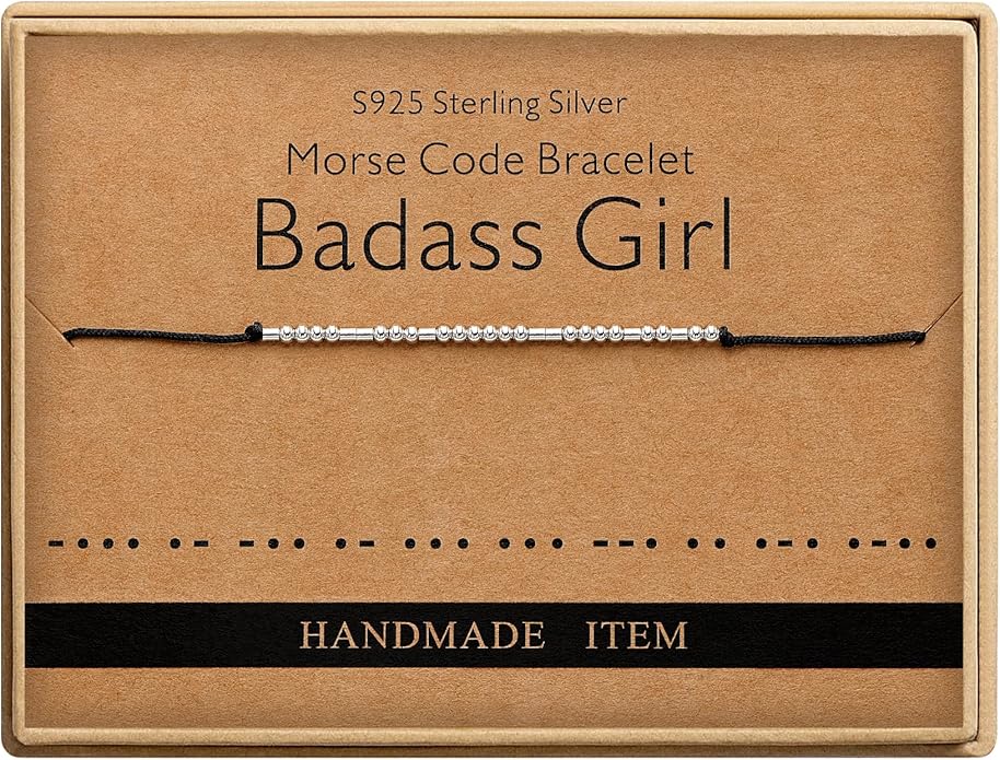 Monily Inspirational Gifts for Women Morse Code Bracelets for Women Funny Bracelet for Friend Funny Gift for Women Sterling Silver Bracelet for Women
