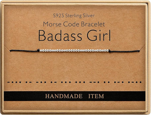 Monily Inspirational Gifts for Women Morse Code Bracelets for Women Funny Bracelet for Friend Funny Gift for Women Sterling Silver Bracelet for Women