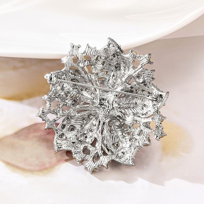 HAISWET Womens Flower-shape Statement Brooch Pin Crystal Brooch for Women