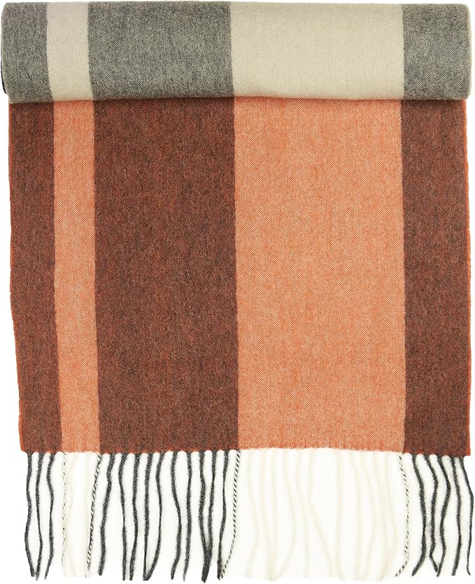 CANDOR AND CLASS Women's 100% Pure Cashmere Scarf, Solids, Plaids, Soft Cashmere Scarfs for Women and Men, Gift Box (Rust Black Vert)
