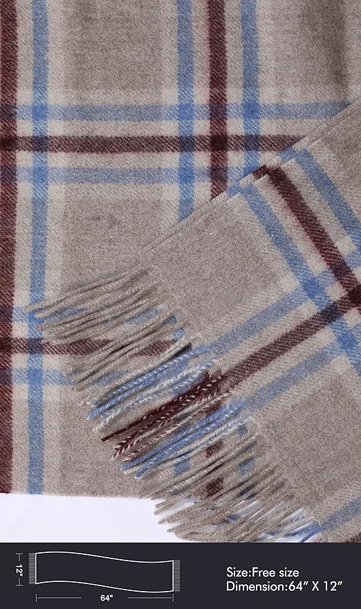 EURKEA 100% Cashmere 2025 Winter Scarf for Women Fringed Edges Warm & Soft Lightweight Solid/Plaid/Two-Tone Free Size