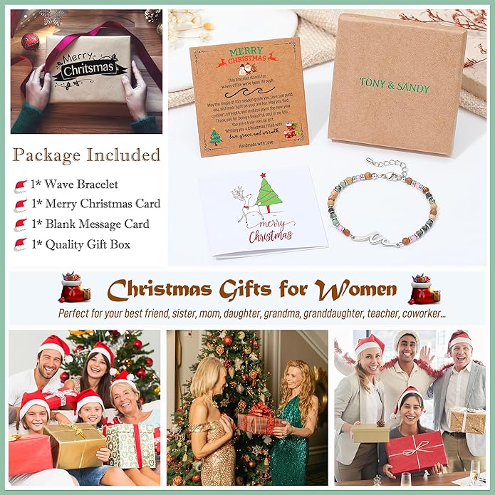 TONY & SANDY Friend Gifts for Women, Stocking Stuffers for Women, Sister Gifts from Sister, Wave Bracelet, Birthday Gifts for Woman, Bestie Friendship Bracelets, Unique Gifts for Her
