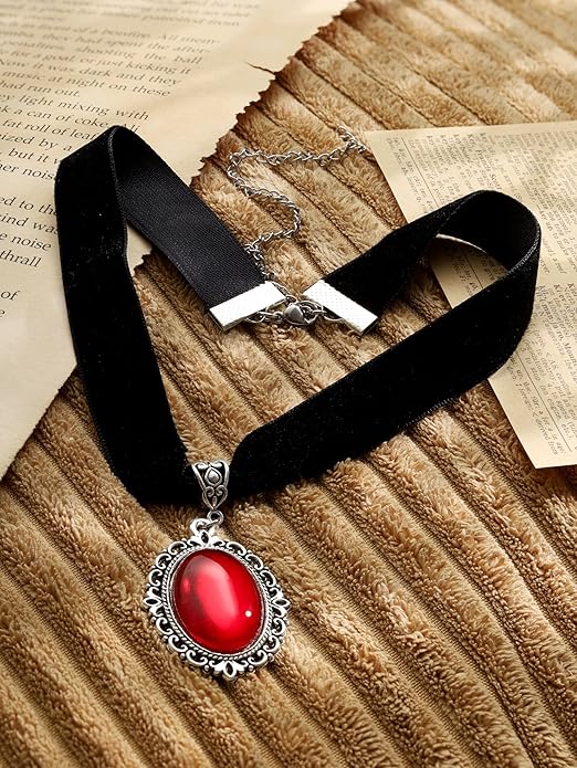 Sacina Black Velvet Victorian Choker, Black Choker, Goth Gothic Necklace, Vintage Necklace, Costume Jewelry, Halloween Christmas Jewelry Gift for Women