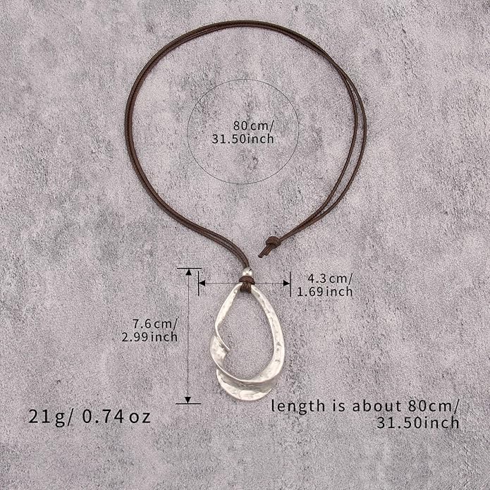 Boho Necklaces for Women Chunky Circle Necklace Layered Boho Circle Leather Choker Necklace Long Vintage Necklaces Bohemian Jewlery Gifts