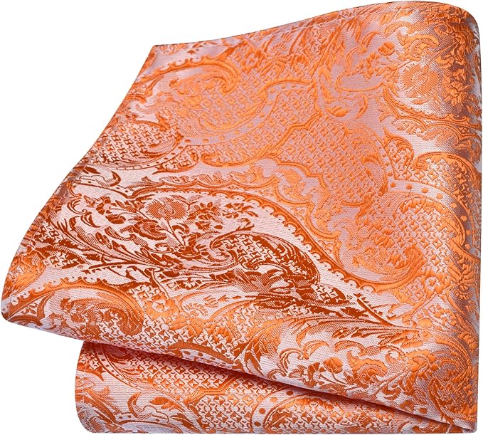 GUSLESON 8cm Paisley Tie Set for Men Necktie Lapel Pin Pocket Square Cufflinks Set for Men