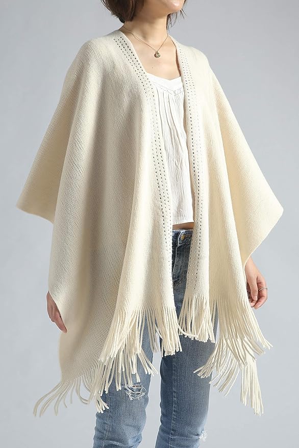 Moss Rose Women's Travel Plaid Shawl Wrap Open Front Poncho Cape for Fall Winter
