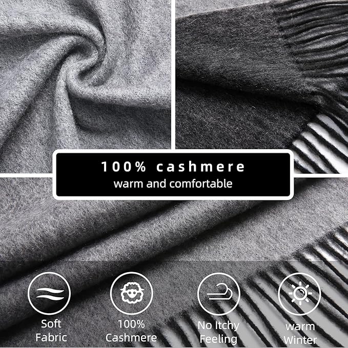 HOTDAY Cashmere Scarf - Winter Warmer With Double-sided Solid Color, Water Wave Pattern