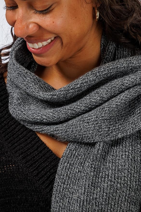 Fishers Finery Women's 100% Cashmere Ribbed Knit Winter Scarf | Black Label Box