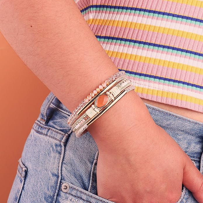 FANCY SHINY Leather Wrap Bracelets Crystal Beads Bracelet Boho Cuff Stone Charm Bracelets with Clasp Costume Jewelry for Women