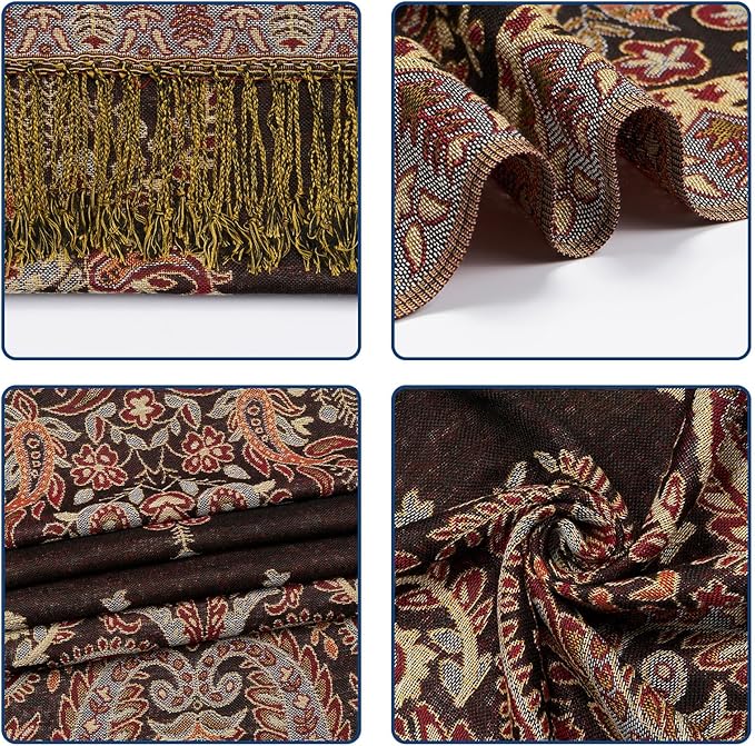 QIUTIMIY Paisley Pashmina Shawl Wrap Women Reversible Vintage Jacquard Pashmina Rave Scarf with Fringe for Evening, Wedding