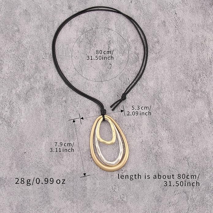 Boho Necklaces for Women Chunky Circle Necklace Layered Boho Circle Leather Choker Necklace Long Vintage Necklaces Bohemian Jewlery Gifts