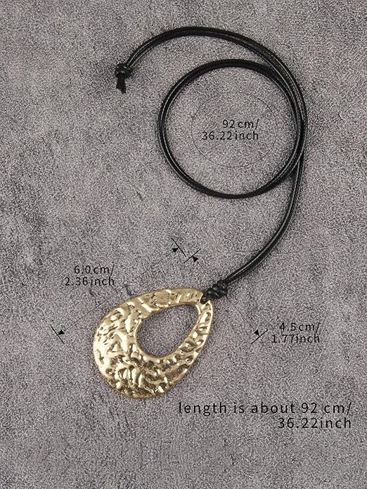 Boho Necklaces for Women Chunky Circle Necklace Layered Boho Circle Leather Choker Necklace Long Vintage Necklaces Bohemian Jewlery Gifts
