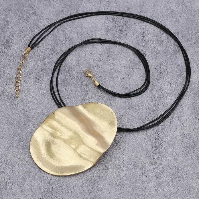 Boho Necklaces for Women Chunky Circle Necklace Layered Boho Circle Leather Choker Necklace Long Vintage Necklaces Bohemian Jewlery Gifts