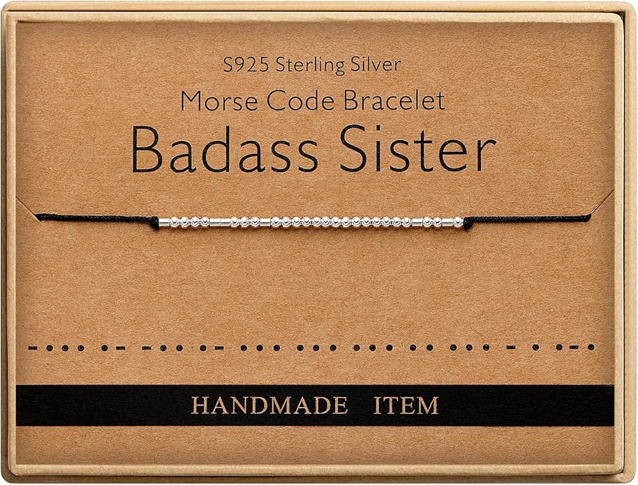 Monily Inspirational Gifts for Women Morse Code Bracelets for Women Funny Bracelet for Friend Funny Gift for Women Sterling Silver Bracelet for Women