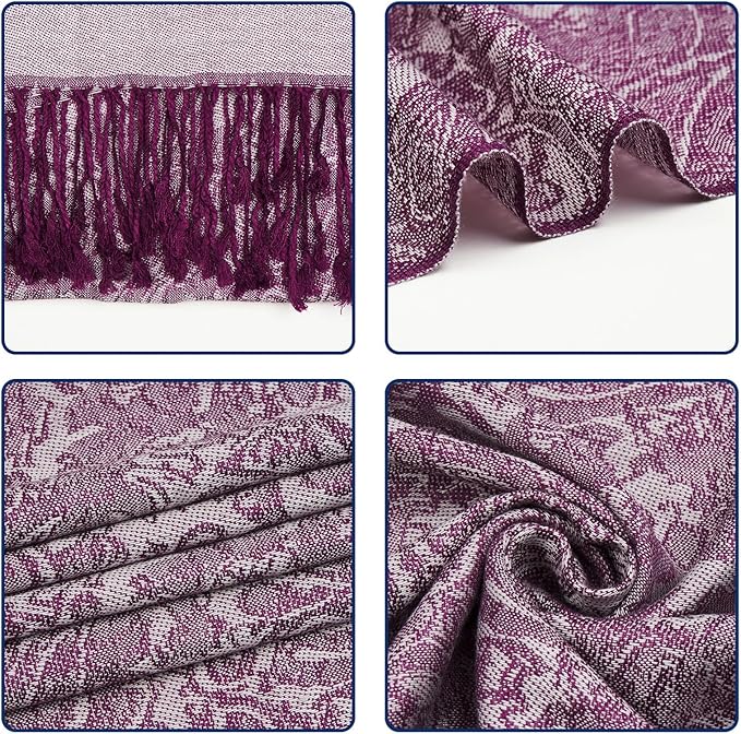 QIUTIMIY Paisley Pashmina Shawl Wrap Women Reversible Vintage Jacquard Pashmina Rave Scarf with Fringe for Evening, Wedding