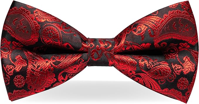 JEMYGINS Paisley Pre-tied Bow Tie and Pocket Square Cufflinks Lapel Pin Sets for Men 4PCS