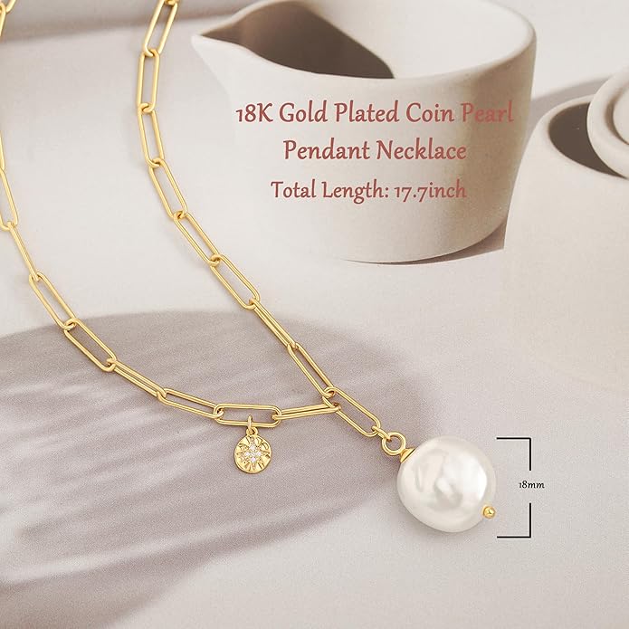 CANEVINKA 18K Gold Plate Coin Pendant Necklace for Women Dainty Compass Sunflower Necklaces Personalized Chain Layered Jewelry