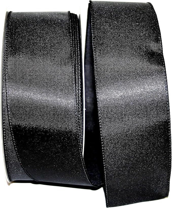 Reliant Ribbon 92575W-031-40K Satin Value Wired Edge Ribbon, 2-1/2 Inch X 50 Yards, Black