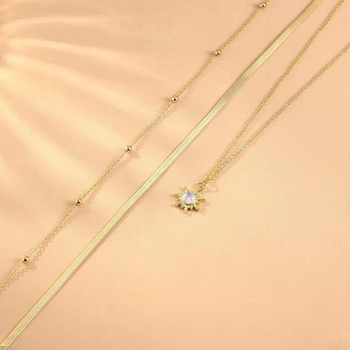 Kakonia Layered Gold Necklace for Women 14K Gold Plated Pendant Necklace Set Gold Necklace Satck Dainty Gold Chain Trendy Jewelry for Women