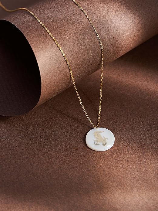 Zodiac Sign Necklace – Mother of Pearl Pendant – Available in Two Finish 925 Sterling Silver and 14K Gold Plated – Adjustable Chain – Horoscope Jewelry Gift with Zodiac Card & Gift Box