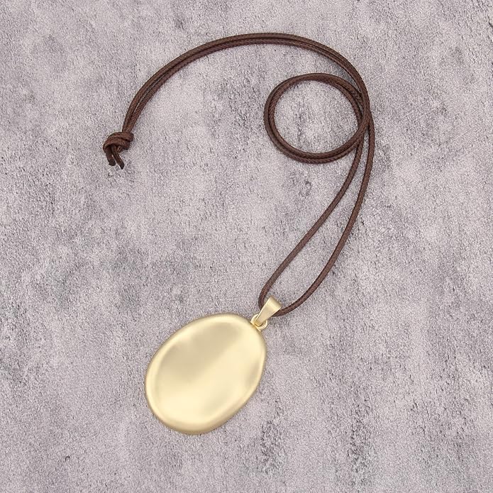 Long Boho Necklaces for Women Vintage Leather Wooden Pendant Y Choker Ethnic Style Gold Circle Hippie Sweater Necklace