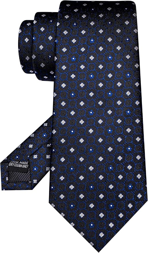 JEMYGINS Mens Tie and Lapel Pin Necktie Pocket Square Cufflinks and Tie Clip Sets for Business Casual 5PCS