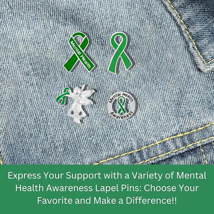 Green Ribbon Awareness Pins - Wholesale Pack Pins for Cerebral Palsy, Glaucoma, Mental Health, Bipolar Disorder, Organ Donation, Liver Cancer- Perfect for Gift-Giving and Fundraising