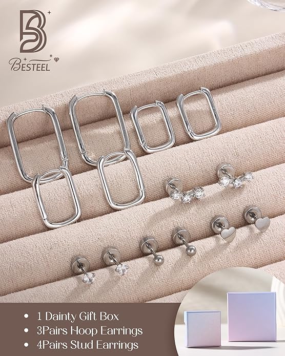 Hypoallergenic 14K Gold Plated Hoop Stud Earrings for Women Surgical Stainless Steel Flat Back Earrings Lightweight Small Chunky Huggie Hoops Cartilage Earring Stacks for Multiple Piercing Women Gifts