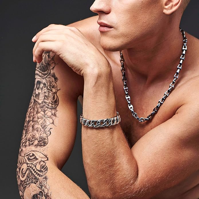 Urban Jewelry Astro Snake 18K Gold plated/Stainless steel Men's Heavy Weight Tungsten Carbide Base Link Necklace Chain
