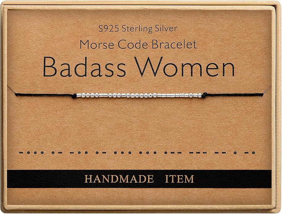 Monily Inspirational Gifts for Women Morse Code Bracelets for Women Funny Bracelet for Friend Funny Gift for Women Sterling Silver Bracelet for Women