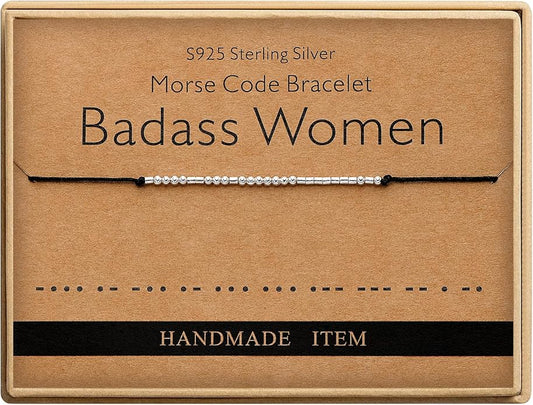 Monily Inspirational Gifts for Women Morse Code Bracelets for Women Funny Bracelet for Friend Funny Gift for Women Sterling Silver Bracelet for Women