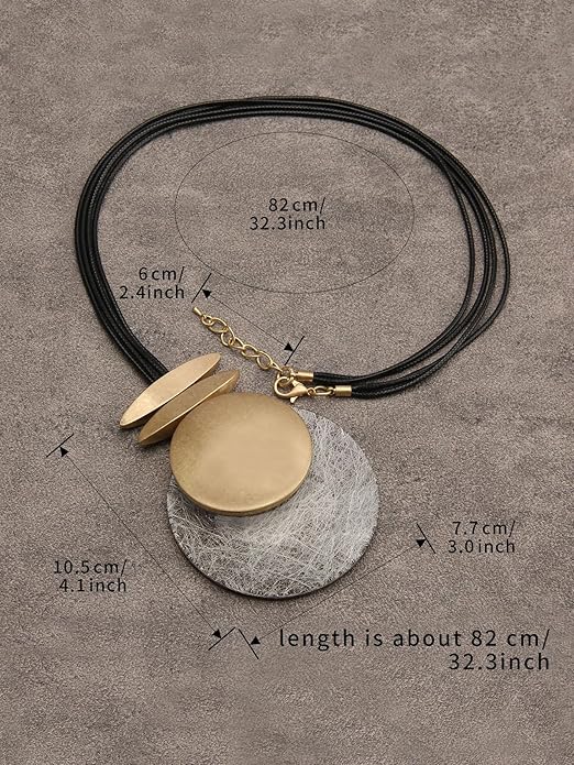 Boho Necklaces for Women Chunky Circle Necklace Layered Boho Circle Leather Choker Necklace Long Vintage Necklaces Bohemian Jewlery Gifts
