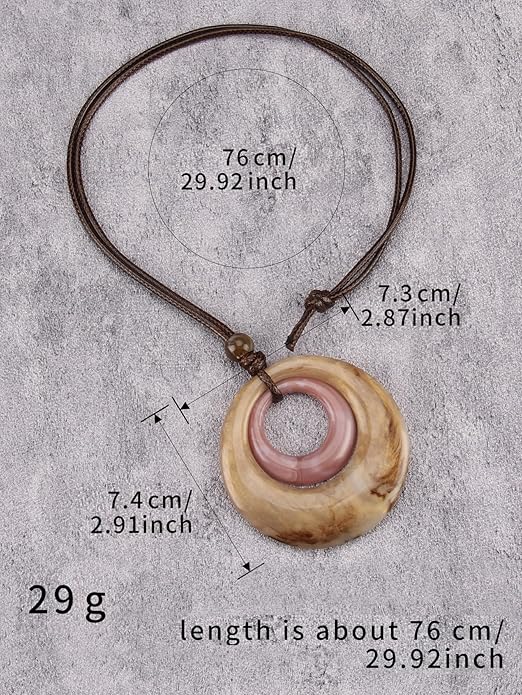 Long Boho Necklaces for Women Vintage Leather Wooden Pendant Y Choker Ethnic Style Gold Circle Hippie Sweater Necklace