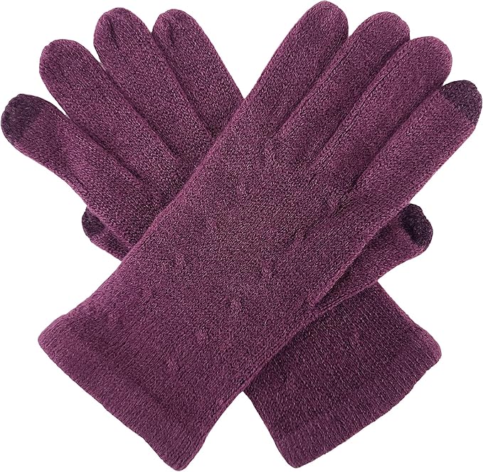 BRUCERIVER Women's Ultra Soft Knit Scarf & Glove Set Touchscreen Function Cable Design