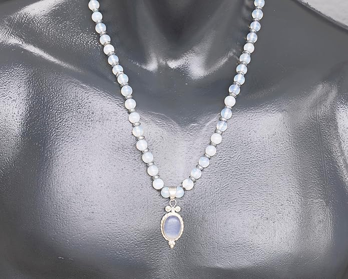 Natural Carnelian Agate Silver Pendant, Genuine Black Onyx Beaded Necklace, Gemstone Strong Necklace, 18x13 Cabachon, Fashion Dainty Jewelry, Healing Crystal Chakra Necklace, Minimalist Necklace